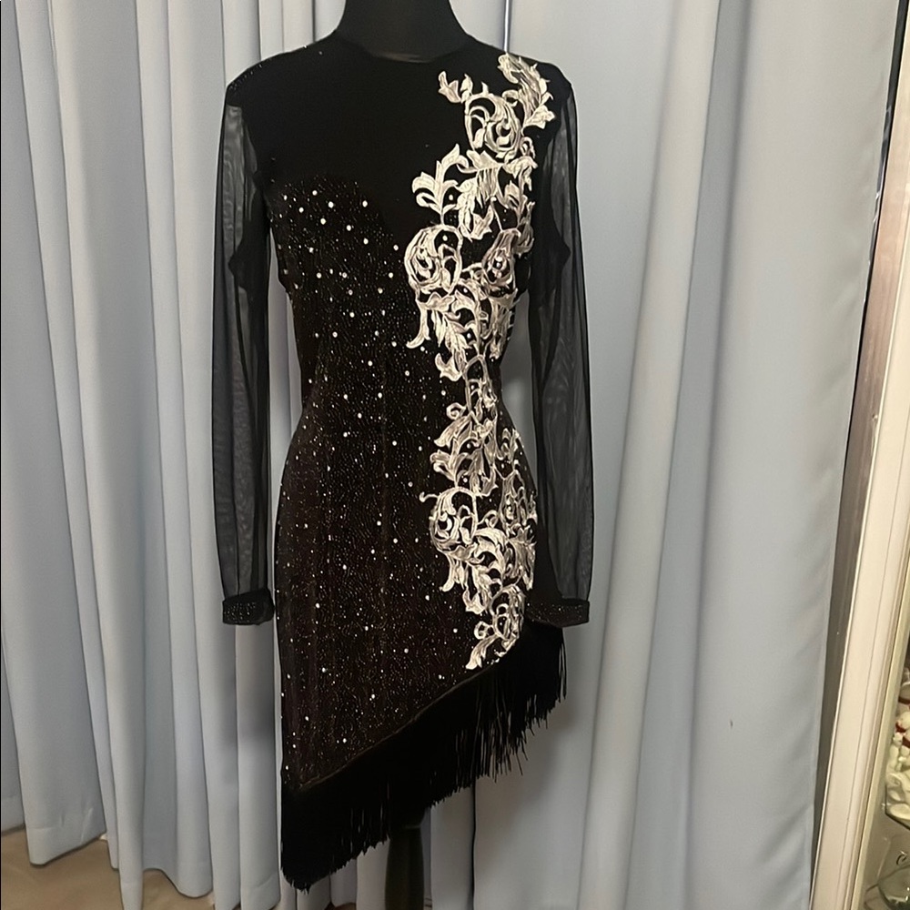 Elegant Black and White Embellished Ballroon or Night on the Town Dress.